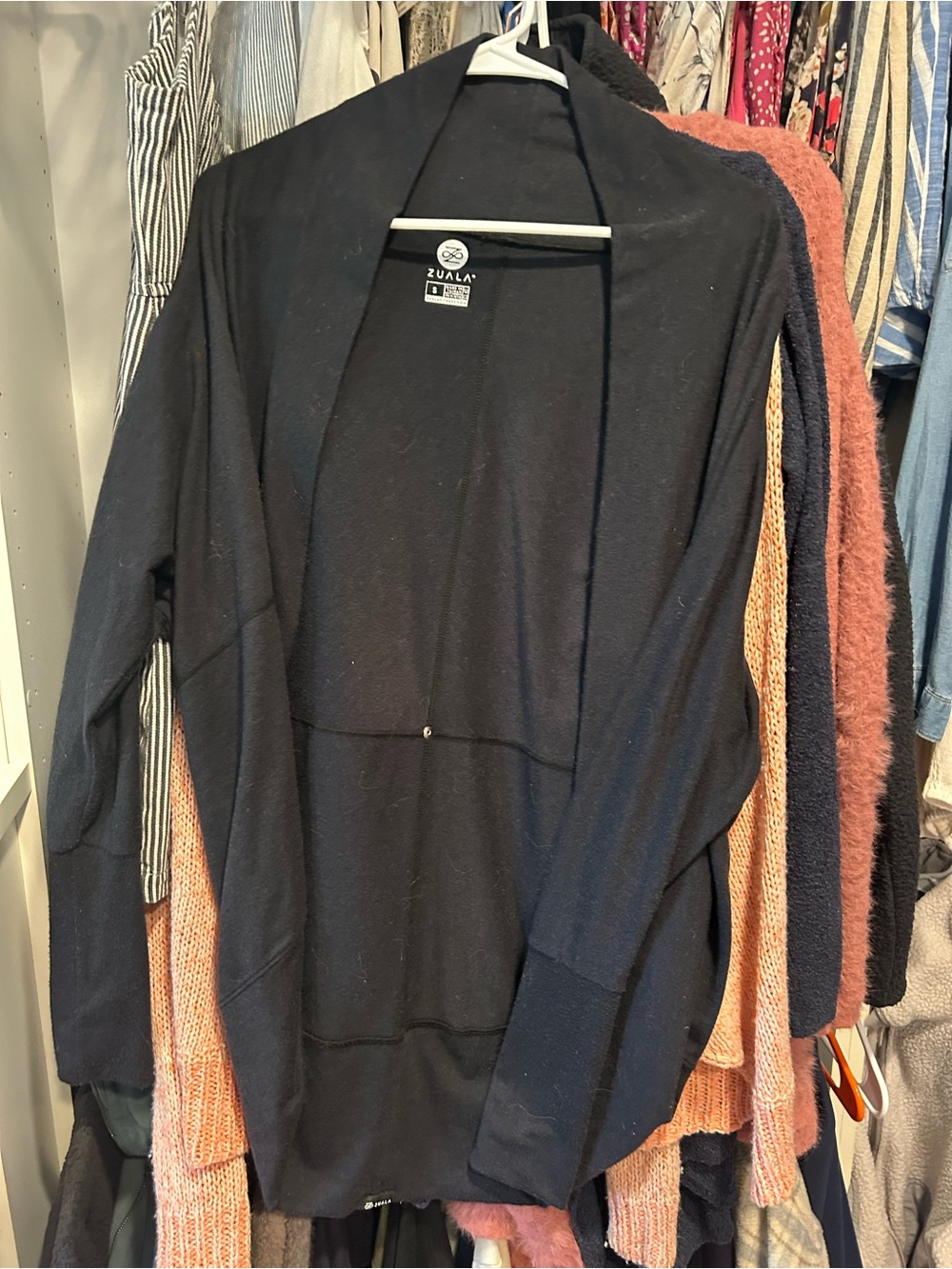 Zuala Fitness small Black Cardigan casual Sweater